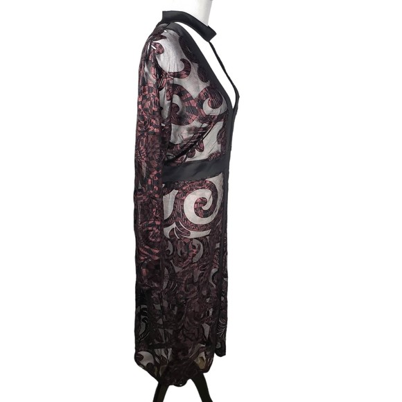 Goodtime USA Women's Plus 3X Stretchy Sheer Burgundy Glitter Black Dress As is - Picture 3 of 11